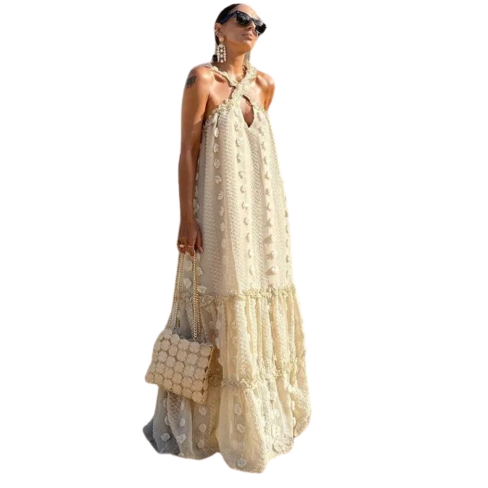 Cross Over 3D Flower Dress. Size M